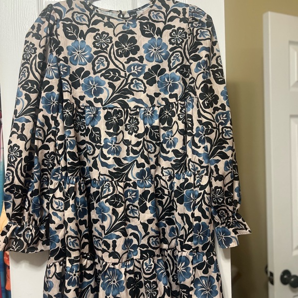 SHEIN Floral Long Sleeve Dress - Blue and Black - Picture 2 of 2